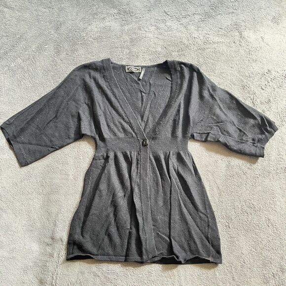 Guess Relaxed Fit Black Button 3/4 Sleeve Casual Cardigan Women's Size L - Picture 1 of 6